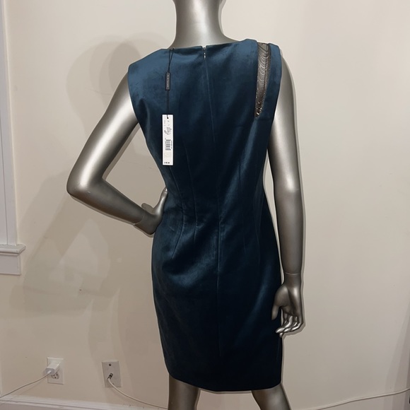 Elie Tahari teal velvet midi dress - Picture 6 of 8